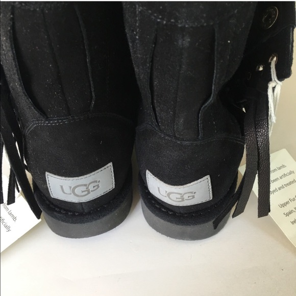 NEW UGG AUSTRALIA black suede wool warm boots 7/38 - Picture 6 of 6